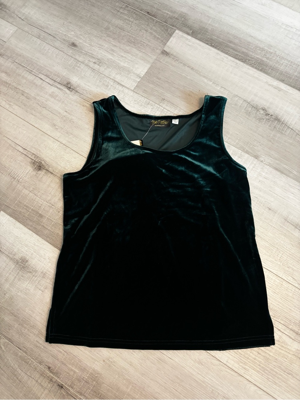 Bob Mackie Wearable Art Velvet Tank Top Forest Green NWT M